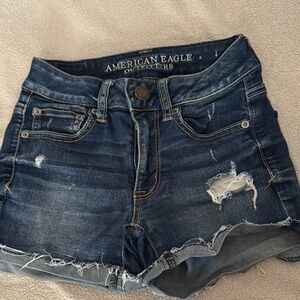American Eagle Outfitters Blue Jean Shorts Distressed Cuffed